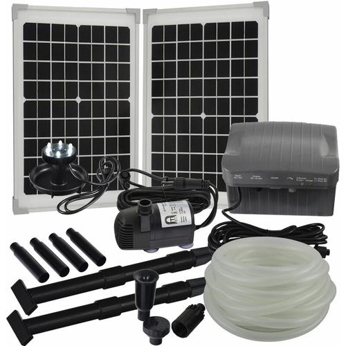 ® Solar Bachlauf - Pumpen - Set mit Akku und LED Licht AT-20W-BLH-V2.0_monokristallin - Agora-tec