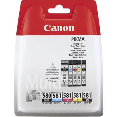 Original Canon 2078C005 / PGI-580/CLI-581 Druckerpatronen Multipack (2xSchwarz,Cyan,Magenta,Gelb)