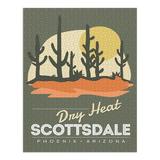 Scottsdale Phoenix Arizona Dry Heat Desert Scene Vector (1000 Piece Puzzle Size 19x27 Challenging Jigsaw Puzzle for Adults and Family Made in USA)