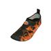 Fashion Print Womens Water Sports Shoes Quick-Dry Aqua Yoga Socks Slip-On with Soles Ladies 10 M US Orange/Black Flames