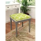 Rosdorf Park Pangle Trellis Vanity Stool Linen/Wood/Upholstered in Green/Gray | 19 H x 17 W x 16 D in | Wayfair 4E31E6DD0CF949A8AA3C6C34F4528E14