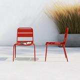 AllModern Audra Stacking Patio Dining Side Chair in Red | 32.25 H x 22.25 W x 23 D in | Wayfair 584E86CDD64E46F482AB2AF4DE1655DB