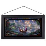 Wild Wings Disneys Tangled by Thomas Kinkade - Picture Frame Painting Print on Glass in Black/Green/Indigo | 13 H x 23 W x 1 D in | Wayfair