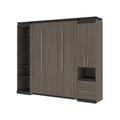 Orion 98W Full Murphy Bed with Narrow Storage Solutions (99W) in bark gray & graphite - Bestar 116861-000047