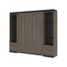 Orion 98W Full Murphy Bed and 2 Narrow Shelving Units with Drawers (99W) in bark gray & graphite - Bestar 116895-000047