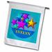 3dRose Vibrant colored stars on a blue background personalized with the name EVELYN - Garden Flag 12 by 18-inch