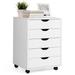 Costway 5 Drawer Mobile Lateral Filing Storage Home Office Floor Cabinet with Wheels-White