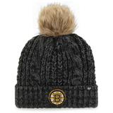 Women's '47 Black Boston Bruins Logo Meeko Cuffed Knit Hat with Pom