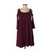Mudd Casual Dress - A-Line: Burgundy Solid Dresses - Women's Size X-Small