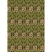 Green/Pink 96 x 0.35 in Indoor Area Rug - East Urban Home Floral Wool Olive Area Rug Wool | 96 W x 0.35 D in | Wayfair