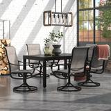 Lark Manor™ Alyah Rectangular 6 - Person 61.4" Outdoor Dining Set Metal in Black | 29.5 H x 61.4 W x 37.4 D in | Wayfair