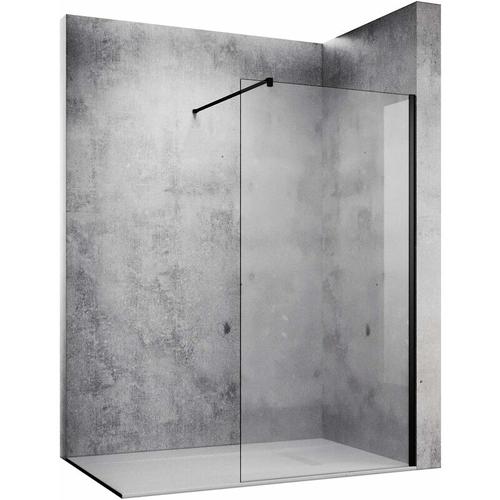 10mm Walk In Dusche Duschwand NANO Duschwände aus Glas Duschabtrennung Schwarz Echtglas 80x200cm