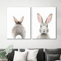 East Urban Home 2 Piece Animals Wall Art - Bunny Face by Sisi & Seb Canvas/Metal in Gray/Pink | 20 H x 32 W x 1 D in | Wayfair