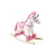 The Rocking Horse Co. - Pink / White Rocking Unicorn - with Horn, Mane & Tail - Plush Finish - Complete with Sounds - On solid wood rockers