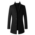 Sexy Dance Men's Wool Coat Warm Winter Jacket Causal Overcoat Long Business Outwear Trench Coat Slim Fit Single Breasted M Thick Black