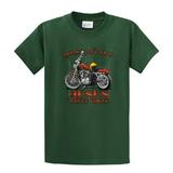 Christian Biker T-Shirt Helmets Save Lives Jesus Saves Souls-Forest-Small