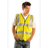 X-Large Hi-Viz Yellow OccuLux Premium Flame Resistant Modacrylic Mesh Class 2 Dual Stripe Vest With Front Hook And Loop Closure, 3M Scotchlite 2'' Silver Reflective Tape, FR Binding Threa