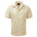 Maximos Men's Guayabera Summer Casual Cuban Beach Wedding Vacation Short Sleeve Button-Up Casual Dress Shirt Cream L
