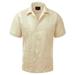 Maximos Men's Guayabera Summer Casual Cuban Beach Wedding Vacation Short Sleeve Button-Up Casual Dress Shirt Cream XL