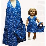 Doll Clothes Superstore Size 6 Matching Girl And Doll Blue Sundress Or Beach Cover Up With Purses