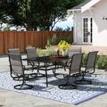 Lark Manor™ Alyah Rectangular 6 - Person Outdoor Dining Set Metal in Black | 28 H x 60.2 W x 37.8 D in | Wayfair 8D6A8F3A1D4C4A79BE15E3979E2004BB