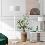 Simone Matte White and Polished Nickel 2-Bulb Floor Lamp - Hudson & Canal FL0526