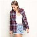 Brandy Melville Tops | Brandy Melville Flannel Top | Color: Blue/Red | Size: Os