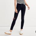 Madewell Jeans | Madewell 9 Inch High Rise Black Skinny Distressed | Color: Black | Size: 24t