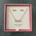 Kate Spade Jewelry | Kate Spade Nwt Rose Gold Bow Necklace & Studs Set | Color: Gold/Pink | Size: Os