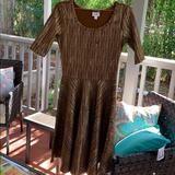 Lularoe Dresses | Hp Size Medium Lularoe Brown And Gold Dress | Color: Brown/Gold | Size: M