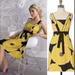 Anthropologie Dresses | Anthro Moulinette Soeurs Silk Brighter Season Sun Dress Yellow Black Tie Waist | Color: Black/Yellow | Size: 8