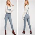 Free People Jeans | Free People Distressed Denim Overall In Light Wash | Color: Blue | Size: 29