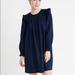 Madewell Dresses | Madewell Indigo Blue Ruffle-Neck Smocked Babydoll | Color: Blue | Size: Xxs