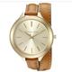 Michael Kors Accessories | Michael Kors Slim Double Wrap Tan Leather Watch | Color: Gold/Tan | Size: Os