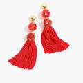 J. Crew Jewelry | J. Crew Crystal-Studded Bead & Tassel Earrings | Color: Red | Size: Os