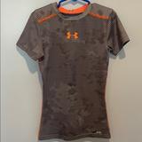 Under Armour Shirts & Tops | Guc Under Armour Compression Shirt Size Yxs | Color: Gray/Orange | Size: Xsb