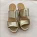 Nine West Shoes | New Nine West Gold Leather Wedges. Cork. Size 6m | Color: Gold | Size: 6