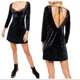 Free People Dresses | Free People Black Kat Velvet Mini Dress | Color: Black | Size: Various