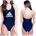 Adidas Swim | Adidas Navy Criss-Cross Strappy Back One Piece | Color: Blue/White | Size: M