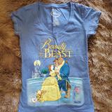 Disney Tops | Disney Beauty And The Beast Vneck Tee Shirt | Color: Blue | Size: M