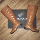 Coach Shoes | Coach Rory Leather Zip Boots 8 Wide (C) | Color: Red | Size: 8