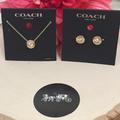 Coach Jewelry | Coach Open Circle Strand Earrings And Necklace | Color: Gold | Size: Necklace 16” + 2” L Adjustable
