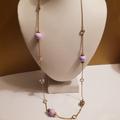 J. Crew Jewelry | Jcrew Long Gold Necklace With Purple & Clear Beads | Color: Gold/Purple | Size: Os