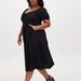 Torrid Dresses | Black Puff Sleeve Midi Dress, Sz. 0x (Plus Size) | Color: Black | Size: 0x