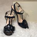 Coach Shoes | Coach Poppy Navy Heels Size 8.5 | Color: Black/Blue | Size: 8.5