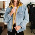 Levi's Jackets & Coats | Levi's Oversize Fur Denim Trucker Jacket Nwt | Color: Blue/Tan | Size: S