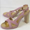 Gucci Shoes | Gucci Suede Wooden Sandal Heels (8.5) | Color: Gold/Purple | Size: 8.5