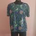 Zara Tops | Floral Sequined Top | Color: Blue/Green | Size: M