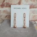 Michael Kors Jewelry | New Michael Kors Rose Gold Pearl Drop Earrings | Color: Gold/Pink | Size: 2"