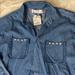 Zara Tops | Blue Zara Denim Button Up Shirt With Peal Accent | Color: Blue | Size: M